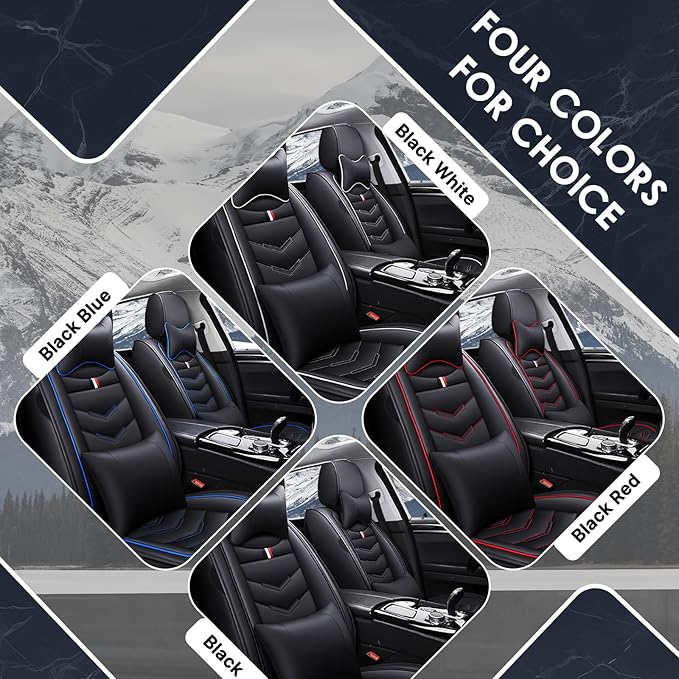Car Seat Cover 2 Seats for Chevrolet Camaro 2000-2024, Durable Wear Resistant Waterproof Vehicle Cushion Covers, Breathable No Odor Premium Leather Vehicle Seat Covers.(Luxury,Black Red)