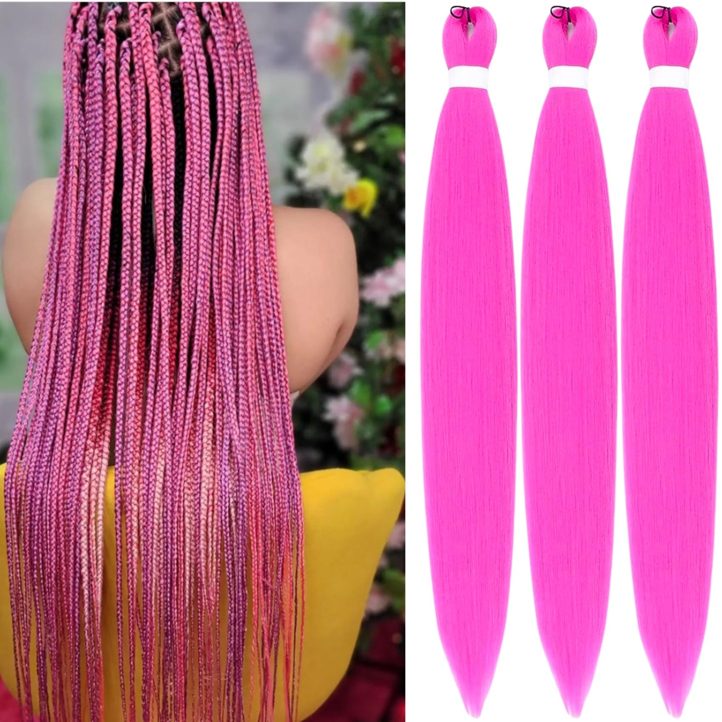 Periwinkle Pink Pre Stretched Braiding Hair 30Inch Kanekalon Braiding Hair Pre Stretched Braid Hair