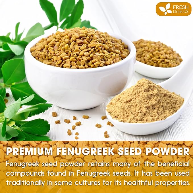 FRESHDRINKUS, Premium 16oz Fenugreek Powder, 100% Natural and Pure from Fenugreek, Perfect for Curries Soups, and Spice Blends, No Additives, No Gluten, No Sugar, Vegan