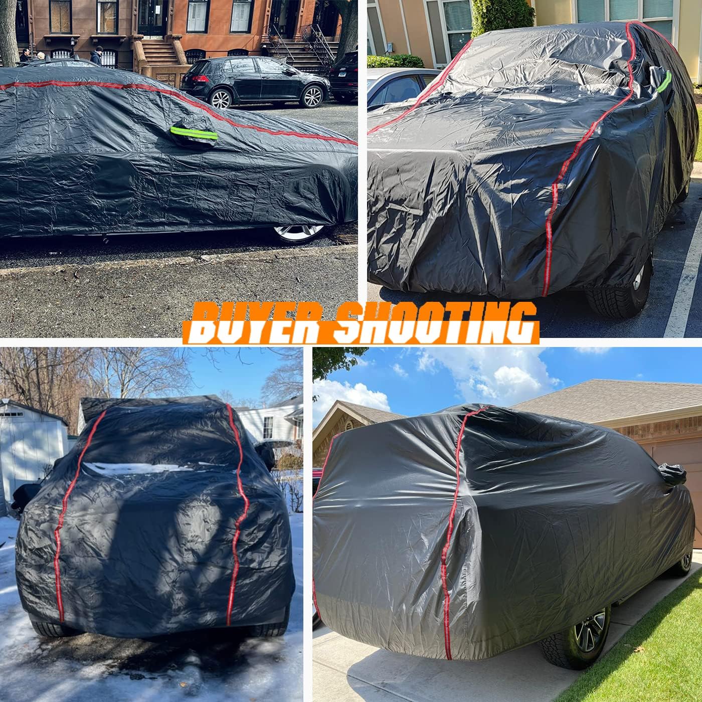 Car Cover, Fit for MPV, Breathable New Material for Sun Protection, Waterproof, UV Protection, Snow and Wind Protection, with Zipper Door, Suitable for Indoor and Outdoor Use (199"-210") B16