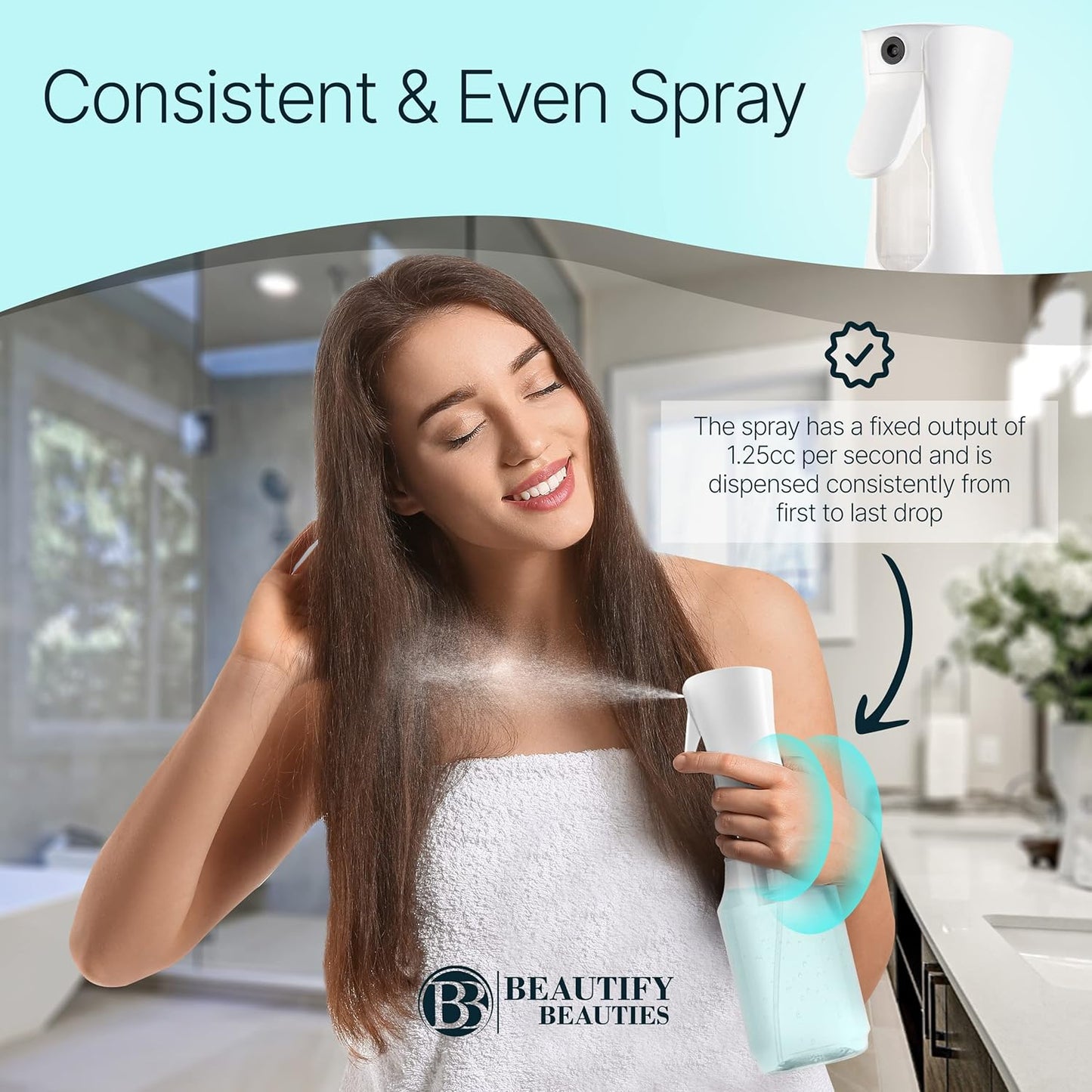 Ultra Fine Continuous Hair Spray Bottle | 6.8 Oz | White | Misting & Styling