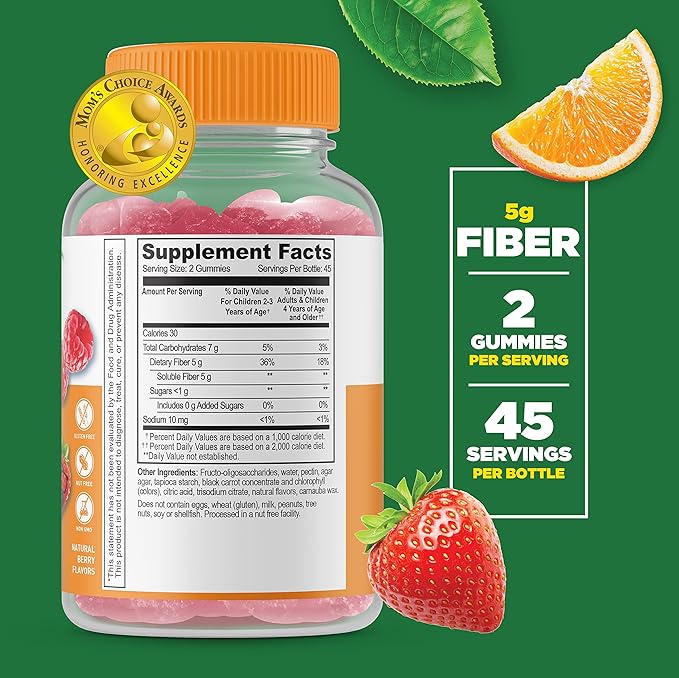 Lifeable Calcium Magnesium Kids + Prebiotic Fiber Kids, Gummies Bundle - Great Tasting, Vitamin Supplement, Gluten Free, GMO Free, Chewable Gummy