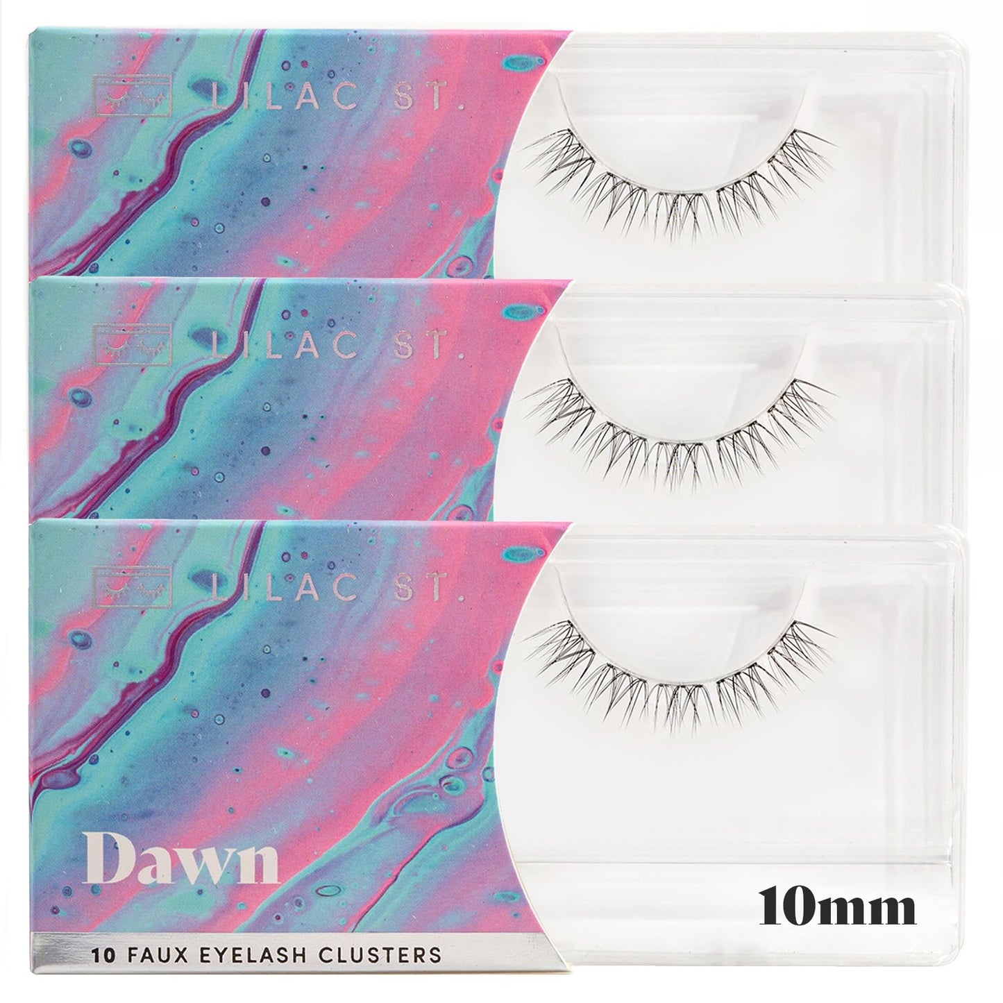 Lilac St - Dawn Natural Faux Eyelash Clusters (10Mm, 3 Pack) - No ''Makeup'' Look - Diy Lash Extension Wisps - Lightweight & Lif