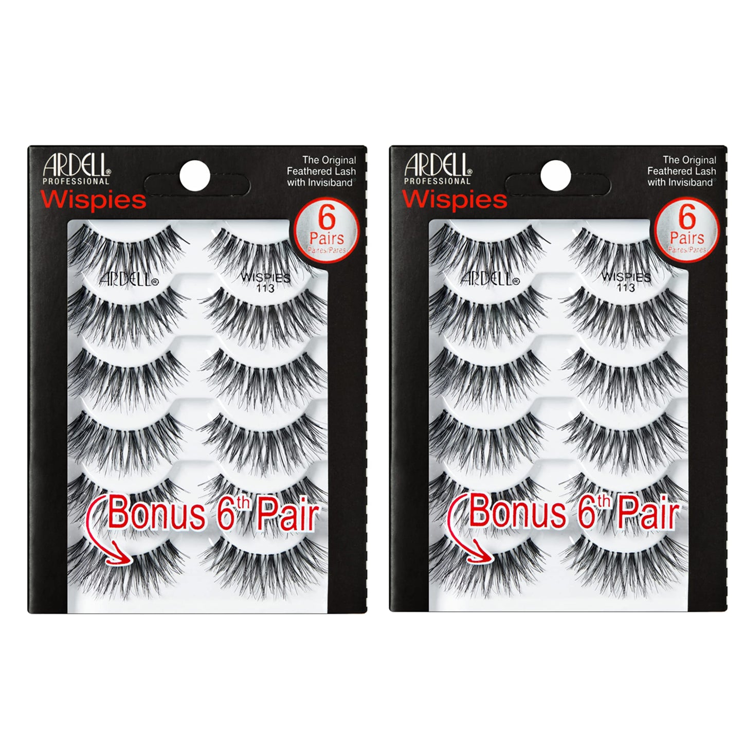 Ardell Wispies 113 Black, 6 Pairs X 2 Pack