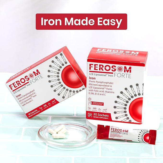 LCE Liposomal Iron – Iron Supplement Capsule Gentle on The Stomachs – 30g Elemental Iron with Vitamin C – Easy to Swallow Iron Pills for Women and Men, 30 Vegan Iron Capsules