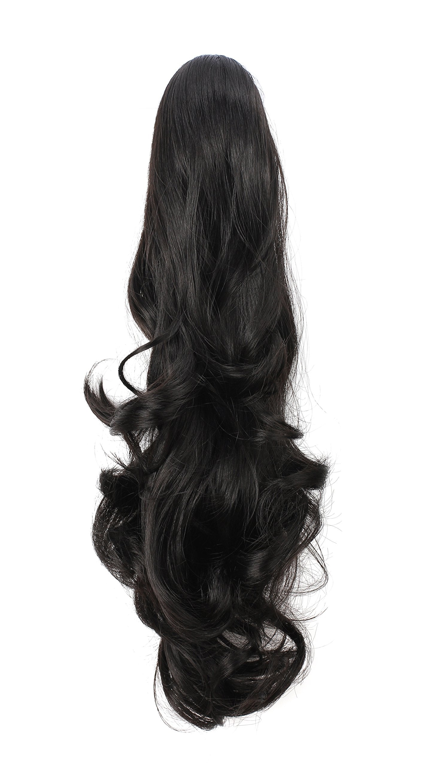 Onedor 20'' Curly Synthetic Clip In Claw Drawstring Ponytail Hair Extension Synthetic Hairpiece 190G With A Jaw/Claw Clip (1#-Bl