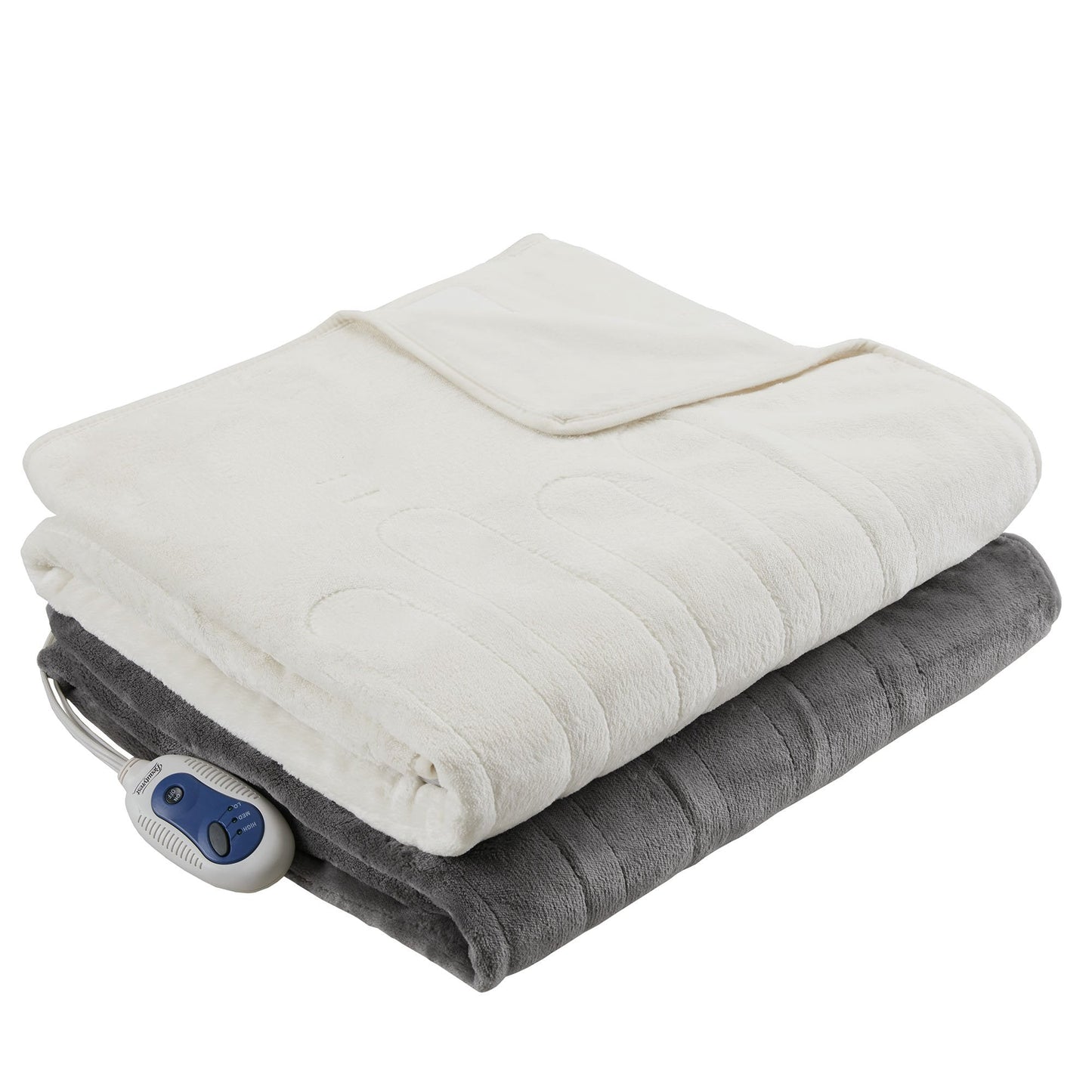 Beautyrest Foot Pocket Soft Microlight Plush Electric Blanket Heated Throw Wrap with Auto Shutoff, 50 x 62 in, Ivory