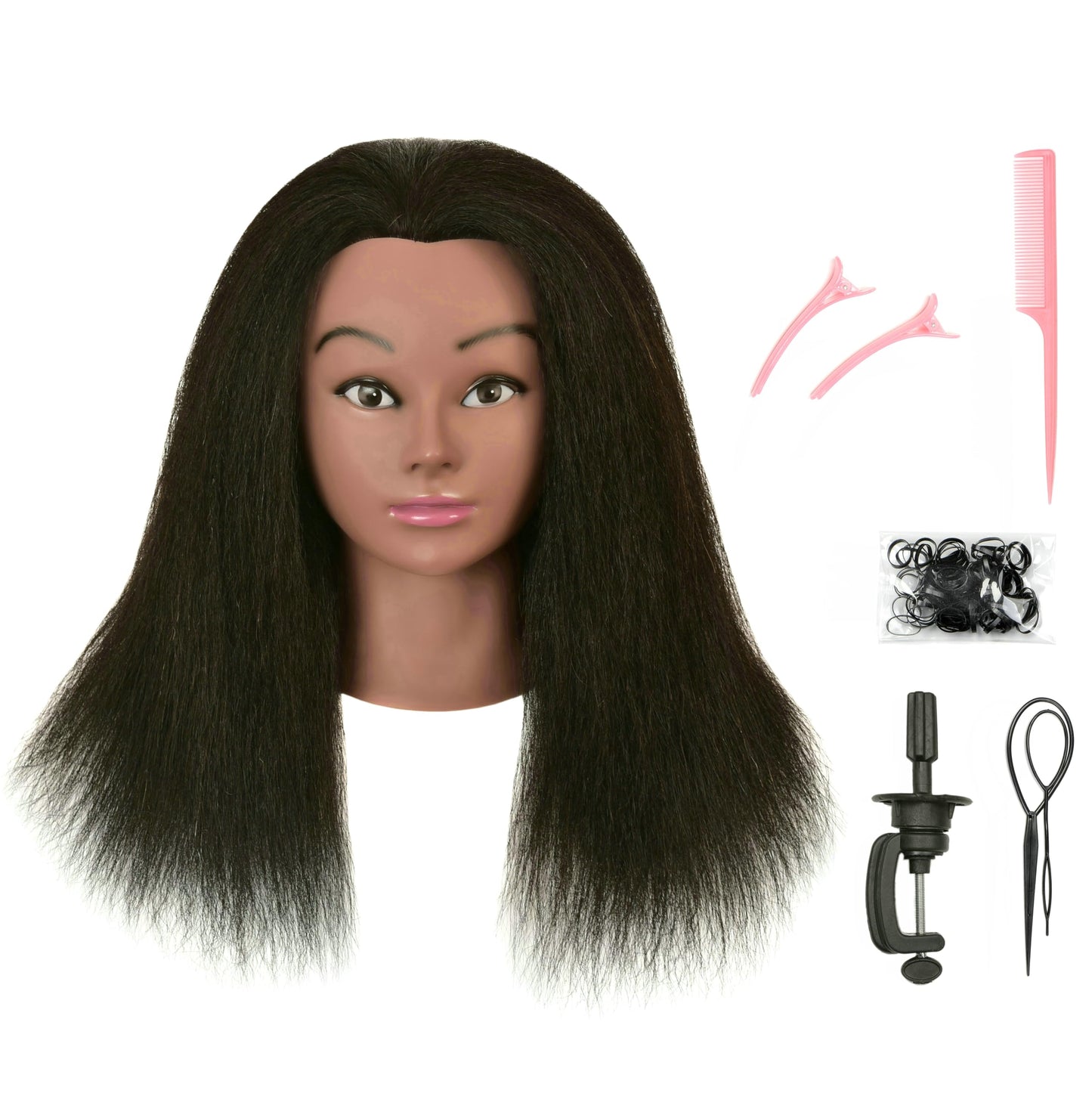 Futai 100% Human Hair Mannequin Head For Hairdresser Practice Braiding Styling Manikin Cosmetology Doll Training Head Coloring B