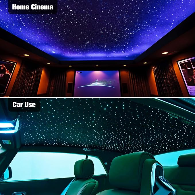 CHINLY Twinkle 500pcs 9.8ft (0.03in+0.04in+0.06in) Fiber Optic Lights Star Headliner kit, Music Mode Bluetooth APP Control Remote, RGBW Twinkle Star Lights for Star Headliner/Theater/Home Ceiling