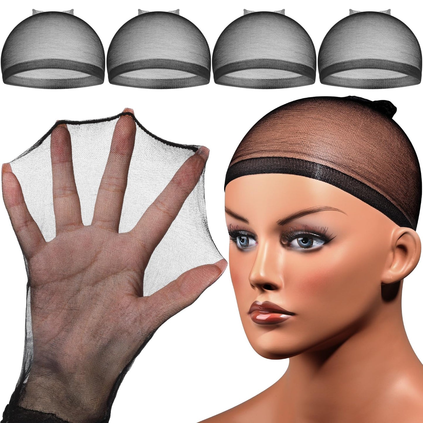 Hd Wig Caps Super Thin, Fandamei 4Pcs Ultra Thin Wig Caps Black, Nylon Wig Cap For Women Stretchy, Natural Transparent Hd Wig Ca