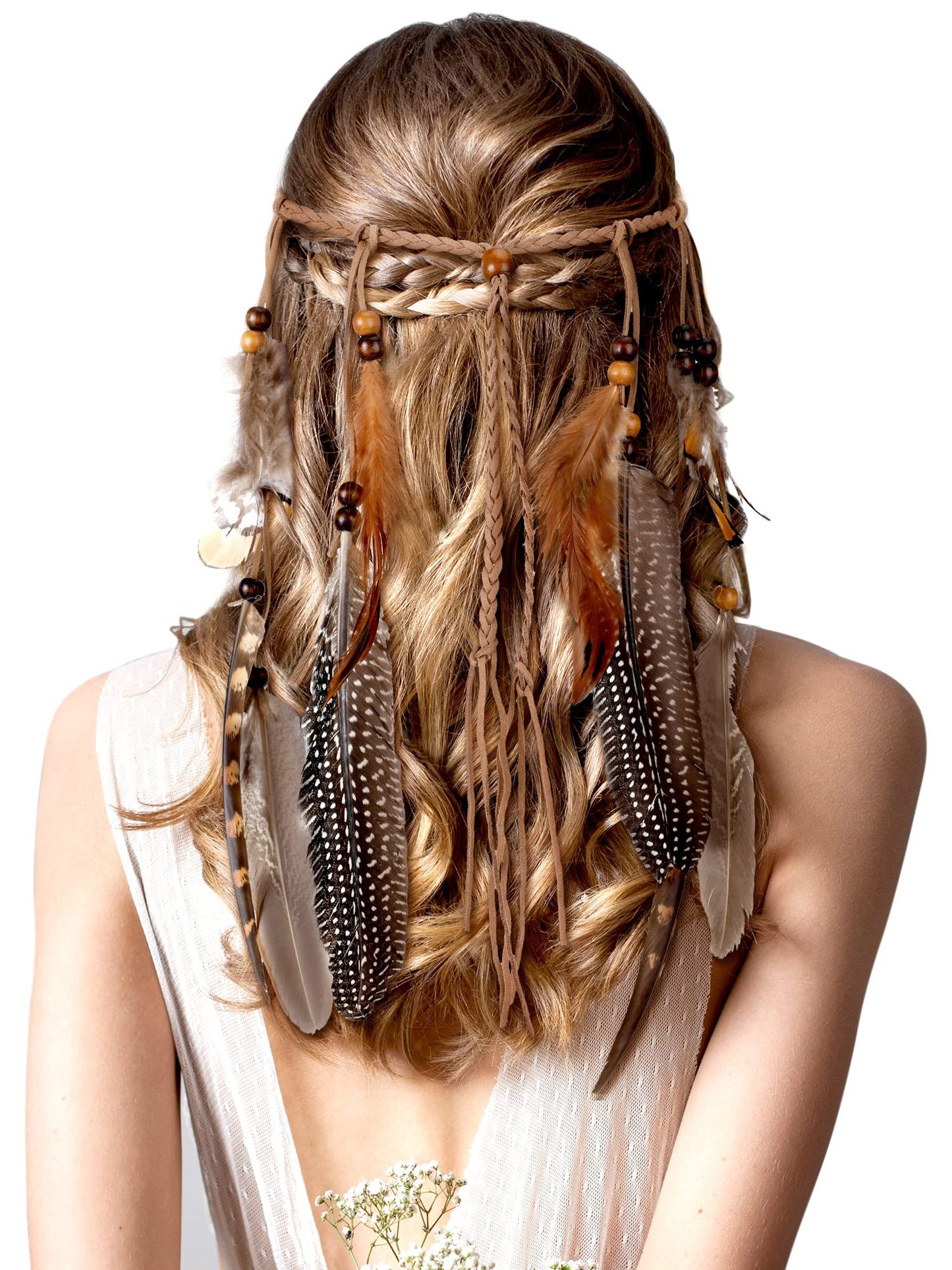 Xunyee Feather Headband Hippie Headband For Women Hippie Accessories Indian Headband Feather Hair Accessories For Costume (Class