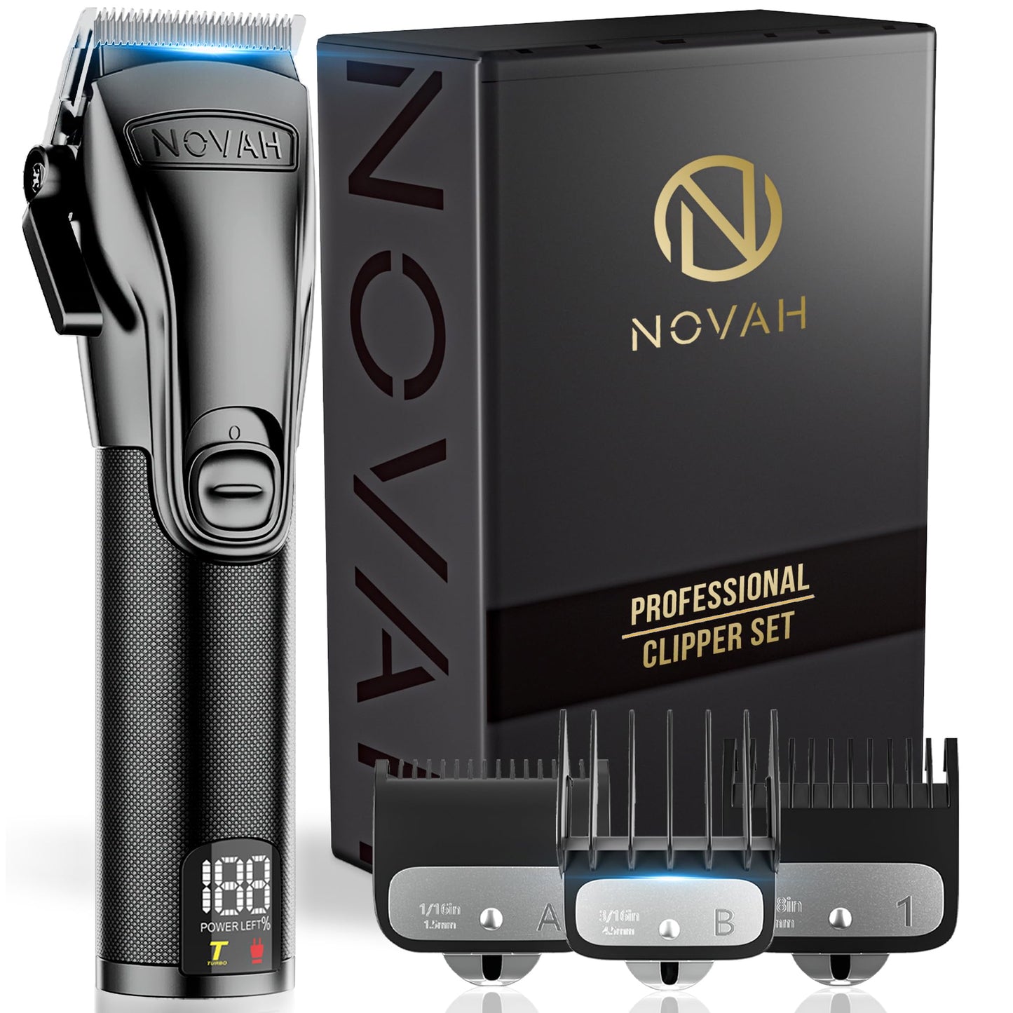 Novah Professional Hair Clippers for Men, Professional Barber Clippers, Electric Mens Cordless Hair Clippers for Barbers Haircut Kit Fade, Maquina de Cortar Cabello