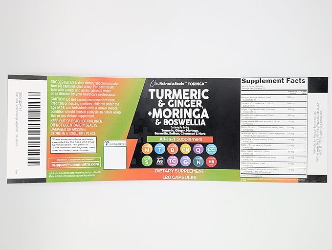 Turmeric Moringa Supplement | Ginger Boswellia Saffron - Supplement for Women and Men with Ceylon Cinnamon, Tart Cherry, Quercetin Garlic Nettle Holy Basil - 3Pack