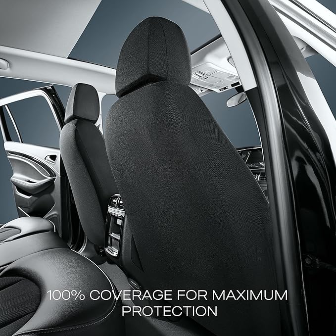 Skechers Car Seat Covers, Work Leather Seat Covers 5-Times Stronger Built-in Webbing, Oxford Fabric Seat Cover Full Sets, Airbag Compatible, Automotive Comfort for Cars, Trucks, SUVs,Black