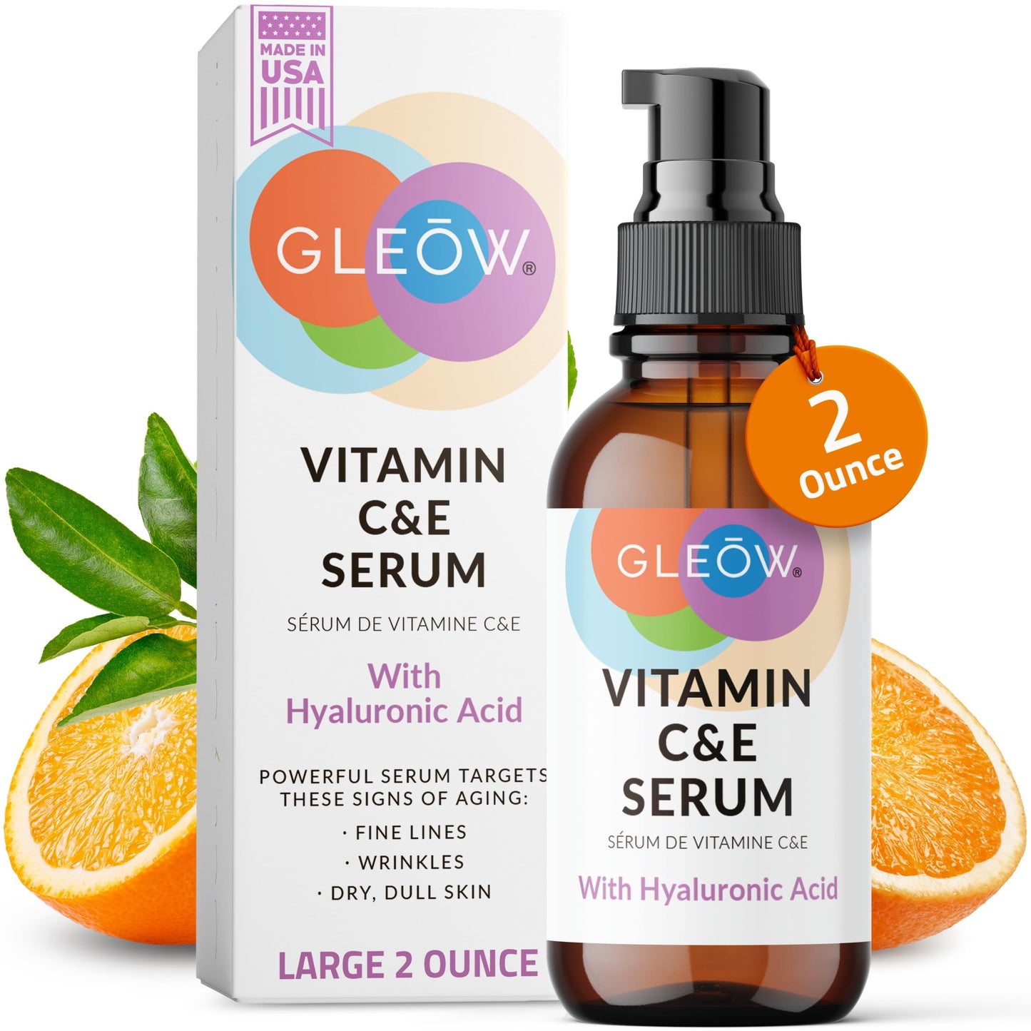 Gleow New 2024 Vitamin C Face Serum, Vitamin C Serum For Face, Vitamin C For Face, Hydrating Serum For Face, Skin Brightening Se