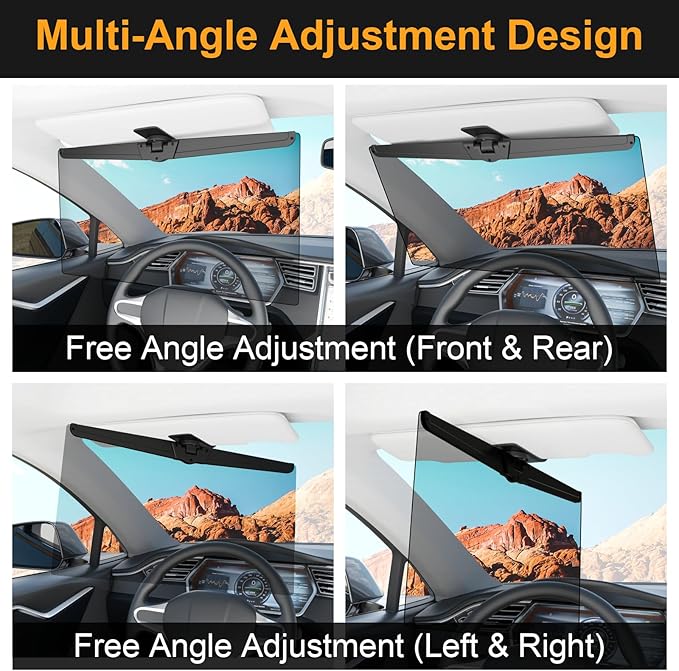 Veharvim Sun Visor Extender for Cars, Polarized Car Visor Extender Sun Blocker UV400, Adjustable Visor Extension, Clip on Sun Visor for Car, Universal, Glare, UV Protector (Large(1 Pack))