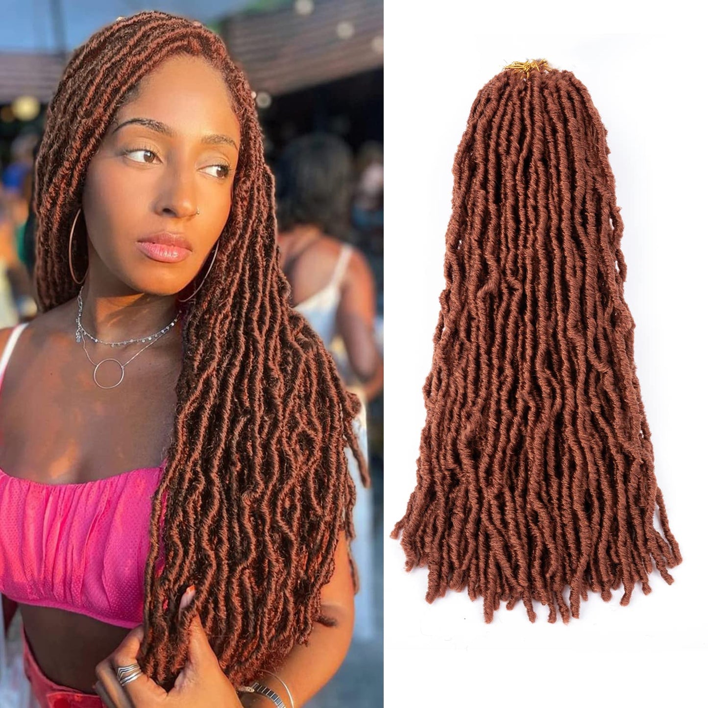Locsguard Ginger Faux Locs Crochet Hair Soft Locs 24 Inch 7 Packs Braiding Hair Natural Butterfly Locs Crochet Hair For Black Wo