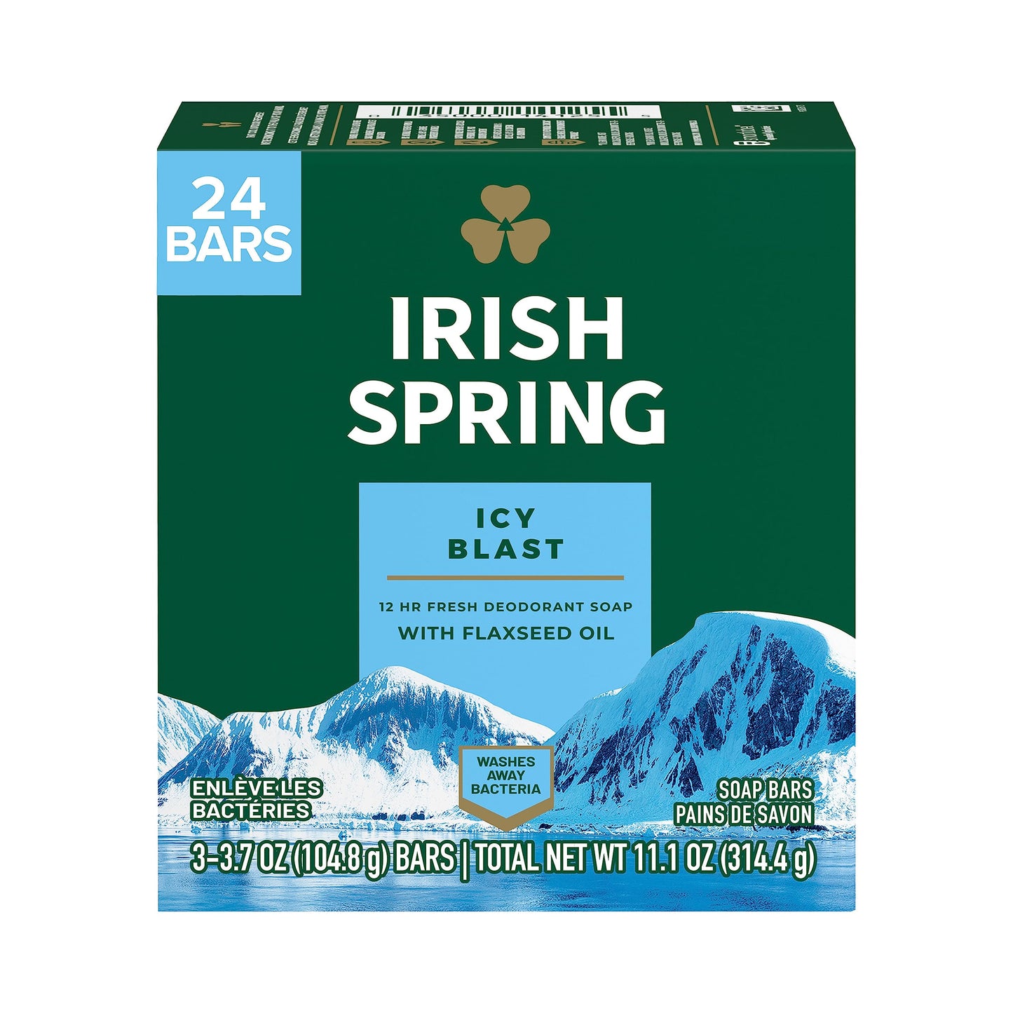 Irish Spring Icy Blast Bar Soap for Men, Mens Soap, Smell Fresh and Clean 12 Hours, Men Bars Washing Hands Body, Mild Skin, Recy