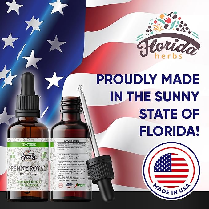 Pennyroyal Tincture, Organic Pennyroyal Extract (Mentha pulegium) Dried Herb, Non-GMO in Cold-Pressed Organic Vegetable Glycerin 2 oz, 670 mg