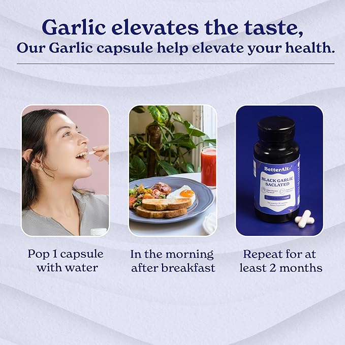 Aged Black Garlic Capsules | Helps Promote Brain & Immune Health | Supports High Absorption - 30 Capsules