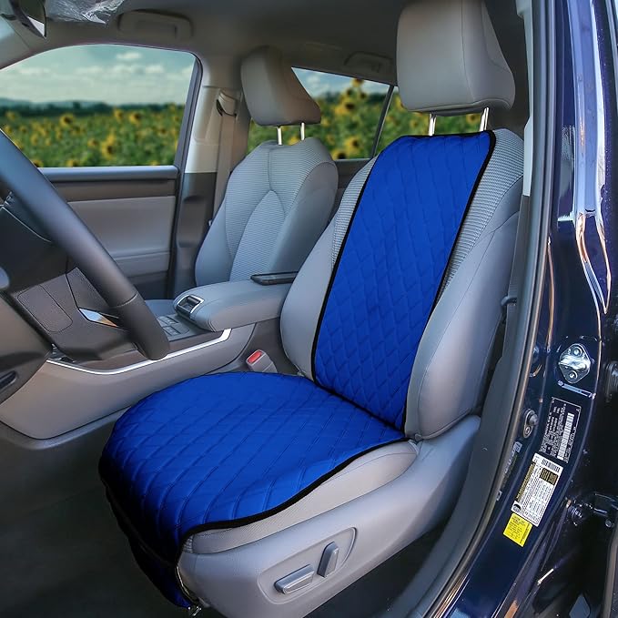 FH Group Car Seat Cushion โ Neosupreme Single Front Seat Cover with Front Pockets, Airbag Compatible, Universal Fit Car Seat Cushion for Driver or Passenger Seat, SUV, Truck, Sedan & Van โ Blue