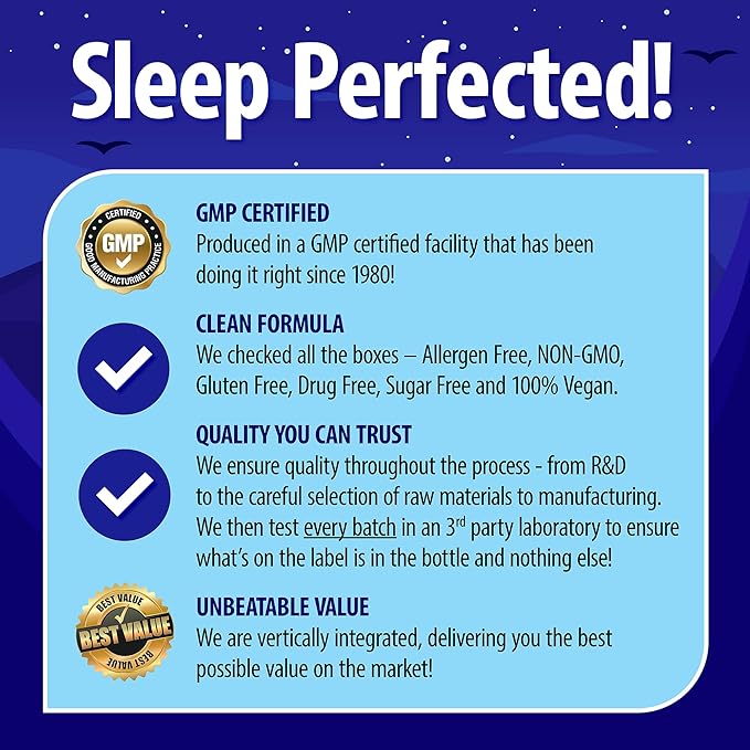 Nature's Perfect Night | Melatonin 5mg | 200 Quick Dissolve Tablets | Natural Mixed Berry Flavor |Preferred Potency | Sugar Free | Vegan | Gluten Free | Value Size