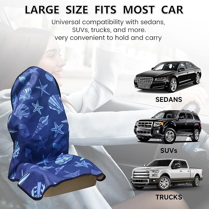 Car Seat Covers 2pcs Waterproof Towel Car Seat Cover Universal Fit for Most Trucks SUV Fitness Athletes Pets Gym and Water Sport,Conch Shells Starfish