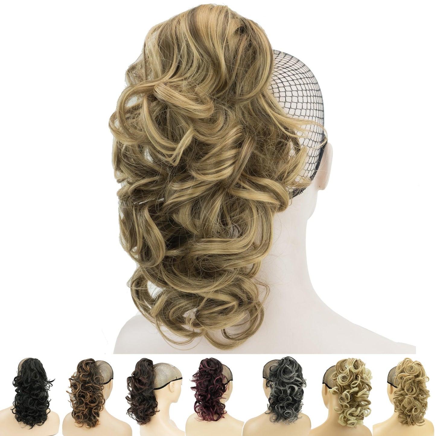 Imissu Messy Curly Hair Short Claw Ponytail Hair Extensions Pony Tail Clip In Hairpieces (Mixed Copper)