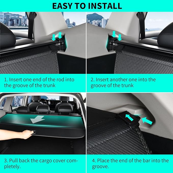 Tecoom Retractable Cargo Cover fit for Blazer EV 2024 Accessories, Rear Car Trunk Covers fit for 2024 Blazer EV, Anti-Peeping Security Shade Carbon Fiber Luggage Privacy Screen