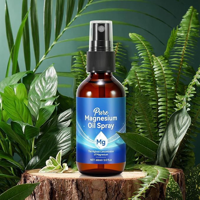 Pure Magnesium Oil Spray, 100% Pure & Natural Magnesium Oil, Organic Topical Magnesium Spray Glass Bottle,Magnesium Oil for Feet,Magnesium Spray Oil, 2 fl oz