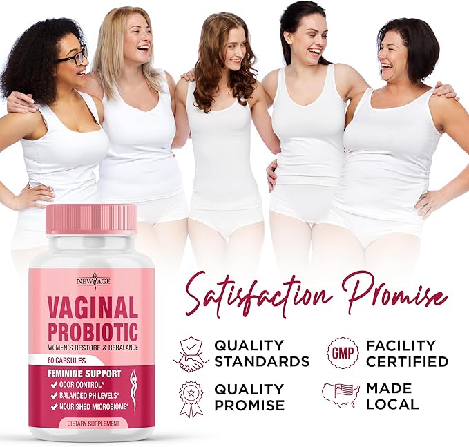 NEW AGE Vaginal Probiotics for Women with Prebiotics, Cranberry Extract, and a Lactobacillus Probiotic Blend, Supports Healthy pH Balance, Odor Control, Vaginal Flora - 120 Capsules