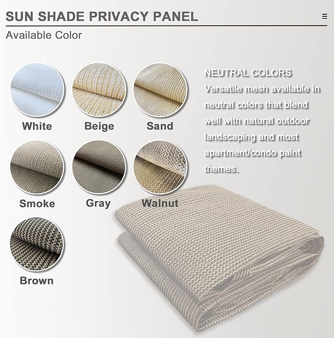 Sun Shade Privacy Panel with Grommets on 4 Sides for Patio, Awning, Window Cover, Pergola or Gazebo (Mocha Brown, 8' x 10')