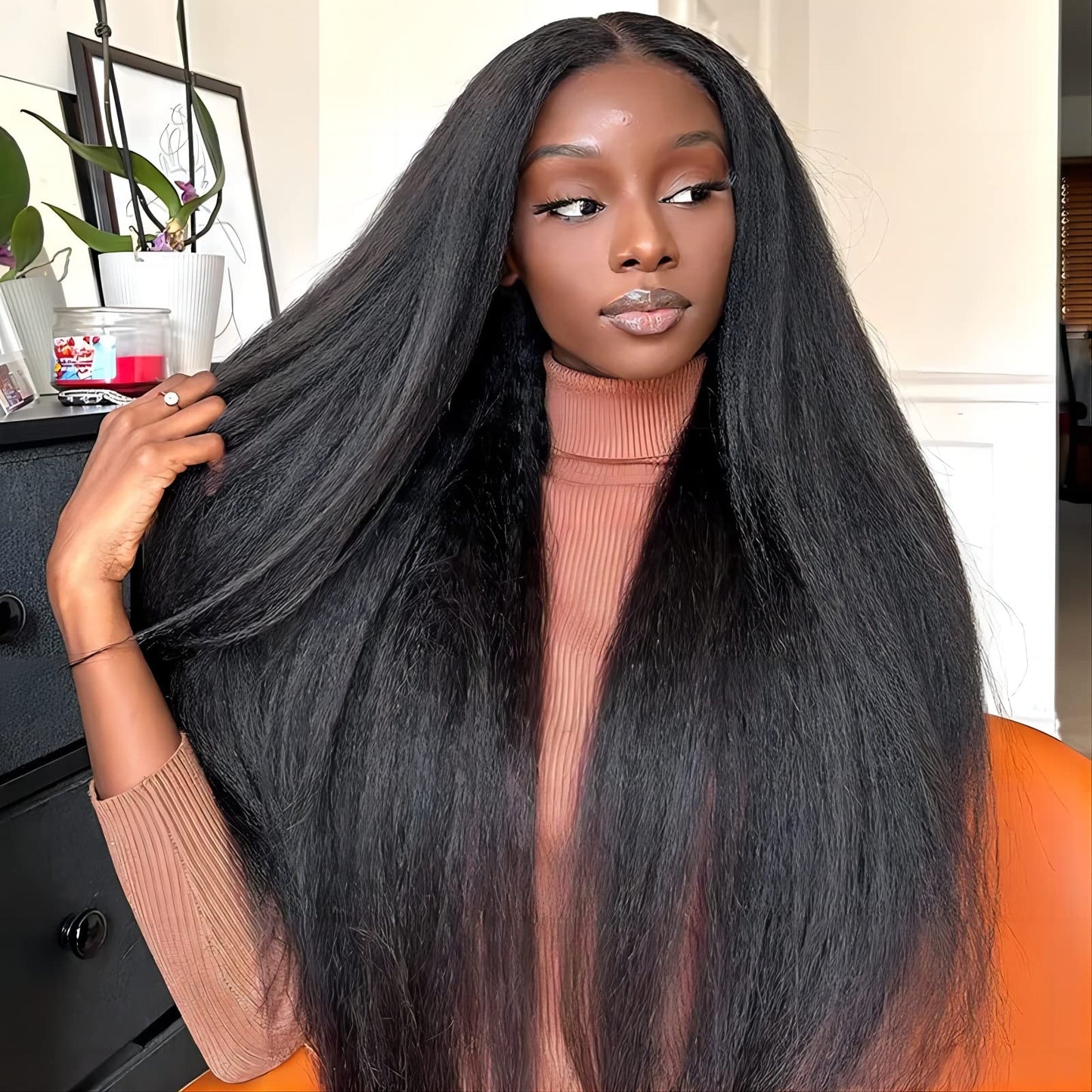 Isee Wear And Go Glueless Wigs Human Hair Pre Plucked Kinky Straight Lace Front No Glue 4X6 Hd Closure Yaki For Women 18 Inch