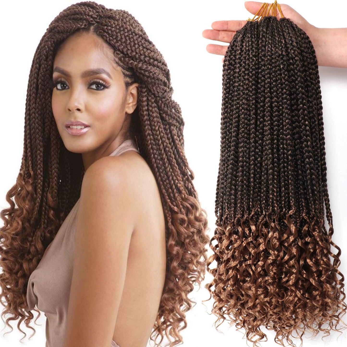 7 Packs 14 Inch Boho Goddess Box Braids Crochet Hair For Black Women (T27#, 14 Inch (Pack Of 7))