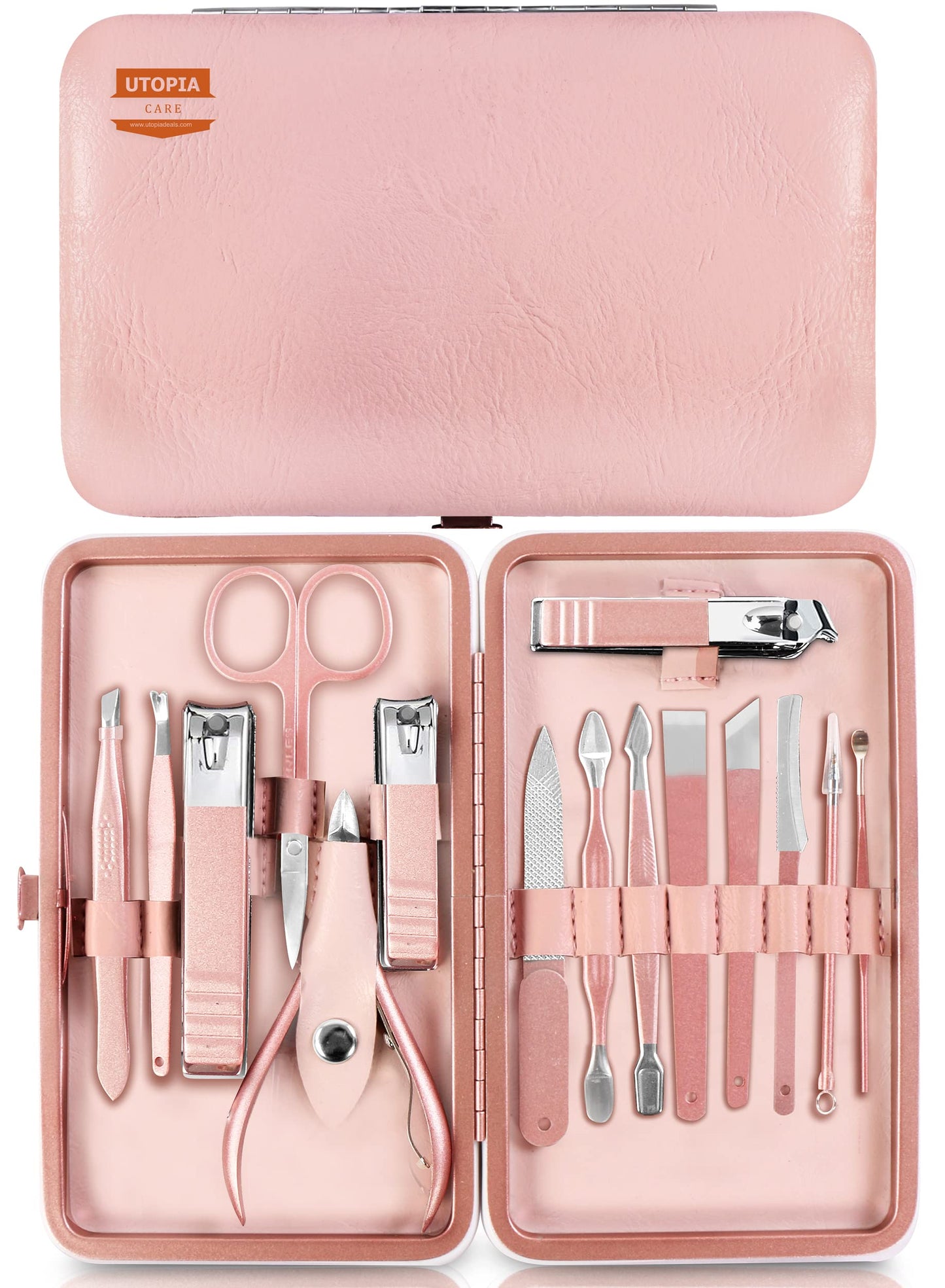 Utopia Care Manicure Kit Nail Clippers For Men And Women,15 Piece Professional Stainless Steel Manicure Set With Nail Kit, Pedic
