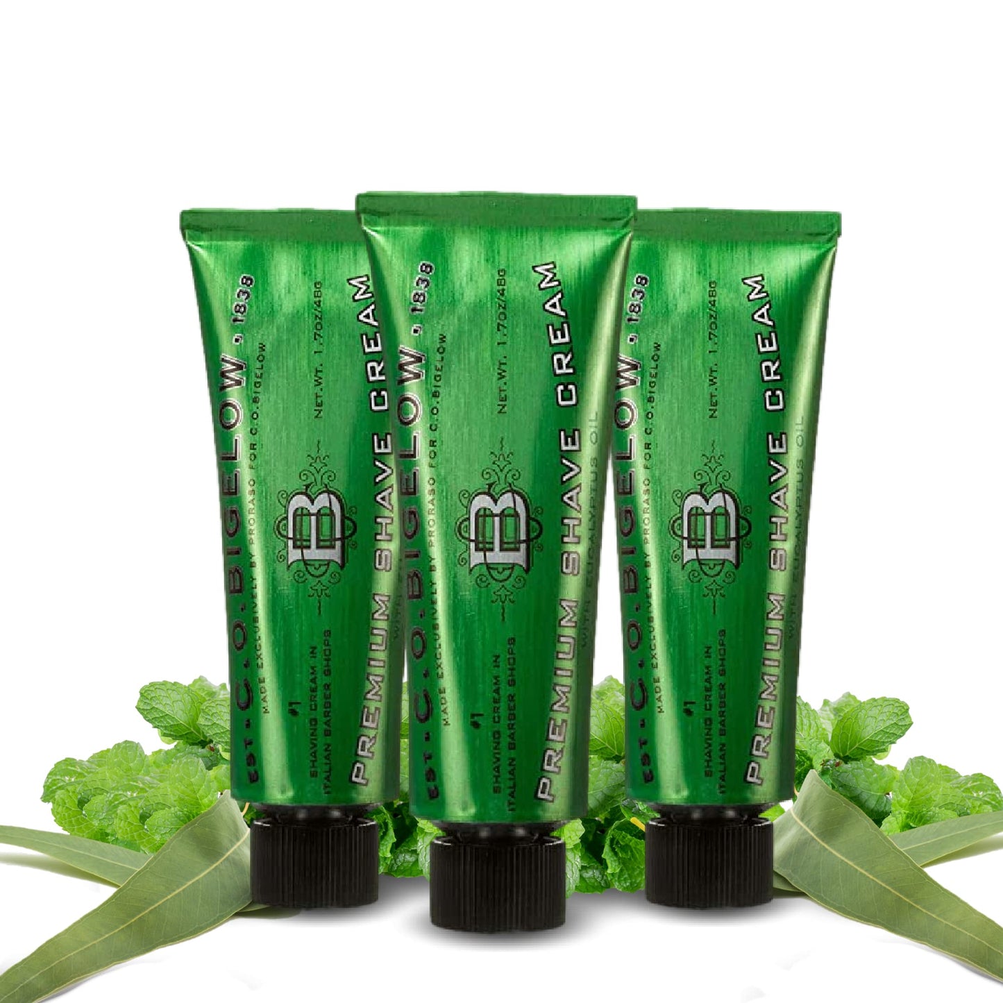 C.O. Bigelow Travel Shaving Cream For Men, Travel Sized Shave Cream, 1.7 Oz With Eucalyptus And Coconut Oil To Protect Against R