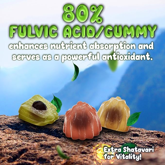 Pure Himalayan Shilajit Gummies - 100% Authentic Shilajit Reisin Extract for Men and Women with Ashwagandha and Shatavari - 60 Gummy - Strawberry & Banana, Apple & Kiwi and Peach & Mango Bundle