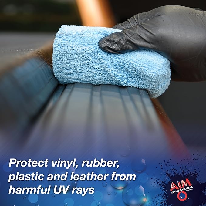 AIM Chemicals Vinyl Leather Rubber Multi-Purpose Dressing -Effective UV Protection -Leather Cleaner & Conditioner -Suitable for Interiors, Exteriors, Engines -Anti-Static -Water-Based for Cars, 5 Gal