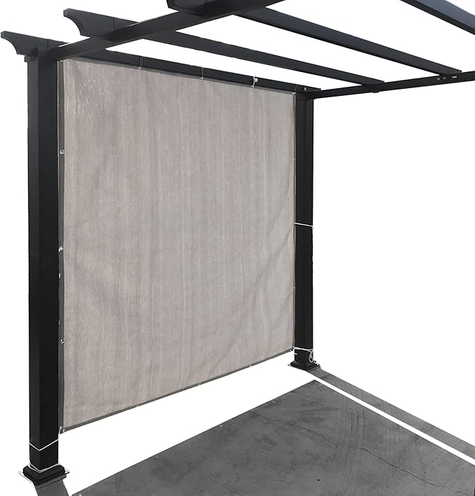 Alion Home Sun Shade Privacy Panel with Grommets and Hems on 4 Sides for Patio, Awning, Window, Pergola or Gazebo - Smoke Tan (12' x 4')