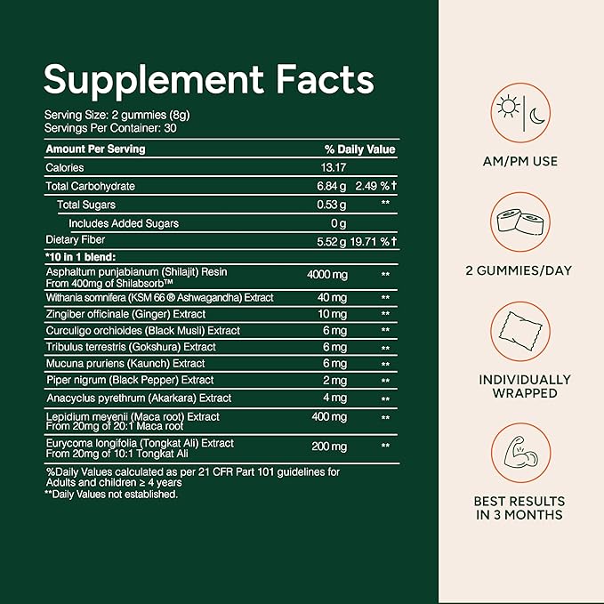 Root Labs10-1 Alpha Gummies | 4000 mg Shilajit I KSM 66 Ashwagandha | Maca Root| Tongkat Ali | No Added Sugar | GMO Free I Vegan I Clean Lab Project Certified I 60 Gummies