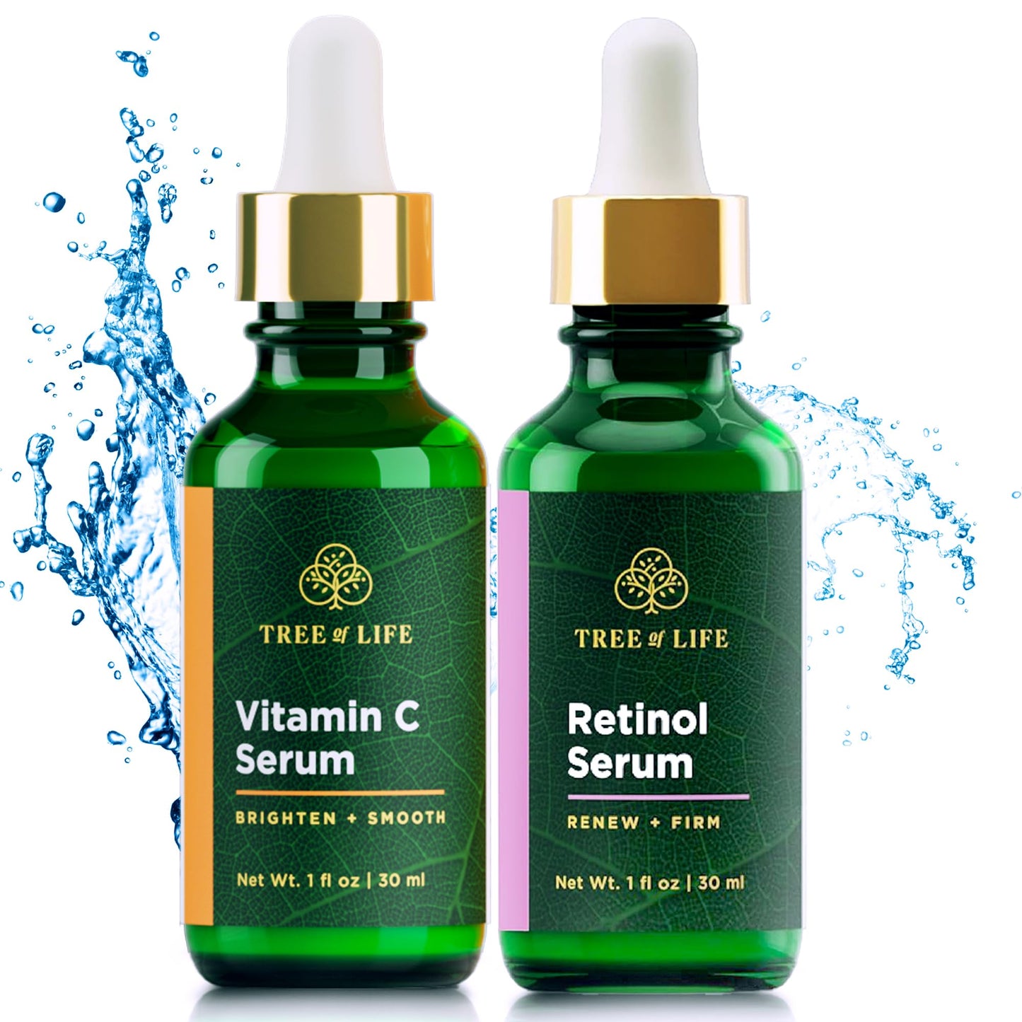 Tree Of Life Facial Skin Care Set, Brightening, Firming, Hydrating, Dry Face, Dermatologist Tested - Vitamin C Serum (Brightens)
