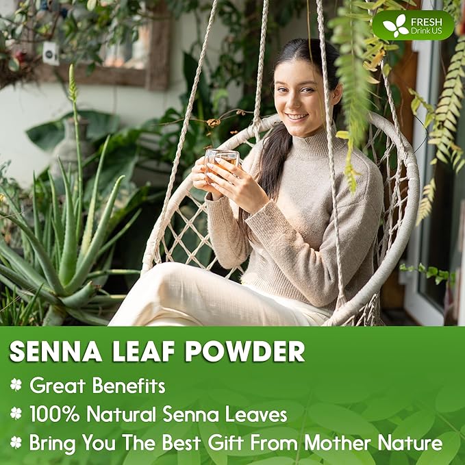 FRESHDRINKUS, Premium 16oz Senna Leaf Powder, 100% Natural and Pure from Senna Leaves, No Additives, No Gluten, No Sugar, Vegan