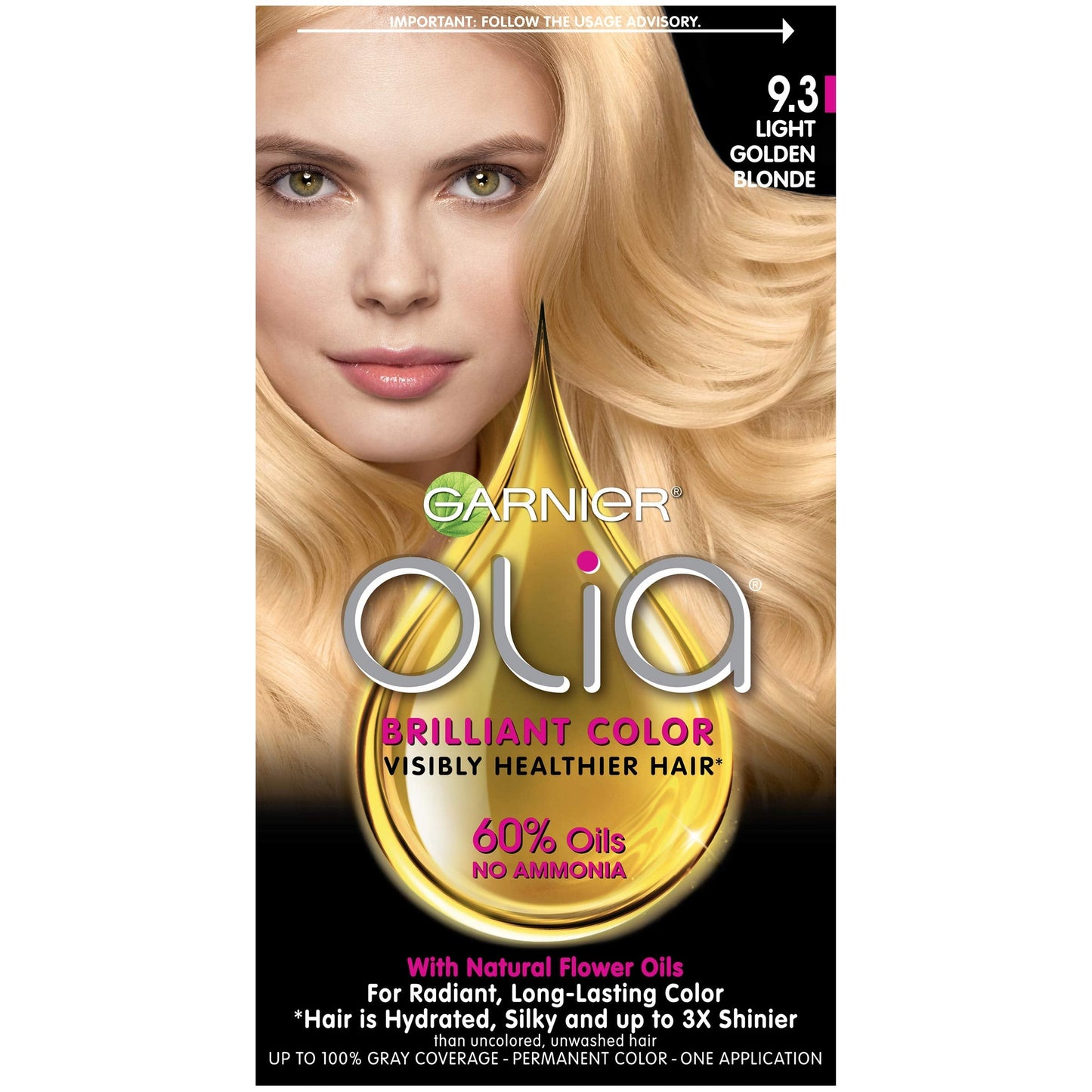 Garnier Olia Ammonia-Free Brilliant Color Oil-Rich Permanent Hair Color, 9.3 Light Golden Blonde (1 Kit) Blonde Hair Dye (Packag