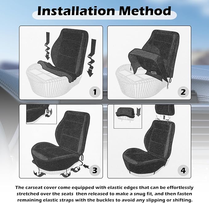 2 Pack Universal Car Seat Cover with Breathable Mesh Backrest,Comfortable Car Seat Protector with Foam Padding and Retaining Buckle,Highly Elastic Car Seat Covers Full Set (Black)