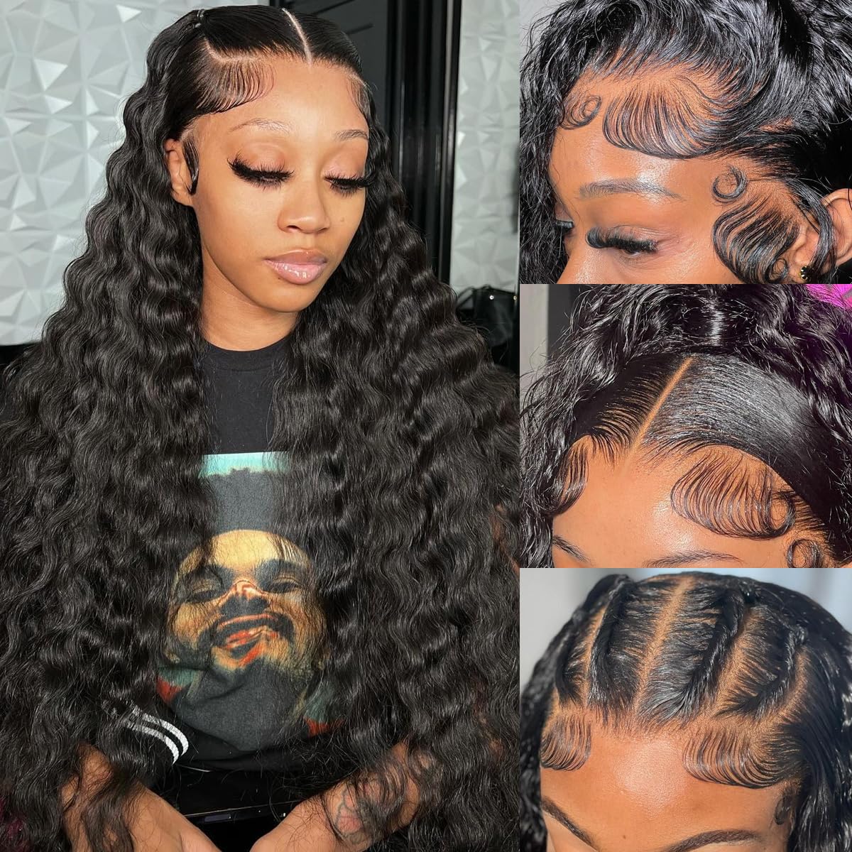 Ferzzon Lace Front Wigs Human Hair 13X4 Deep Wave Lace Front Wigs For Women Glueless Transparent Lace Frontal Human Hair Wigs Pr