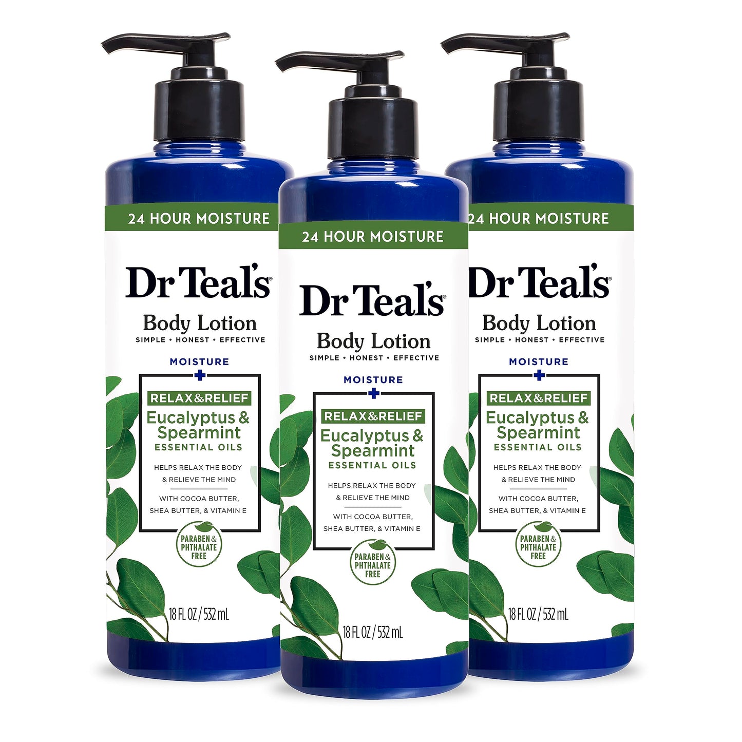 Dr Teal'S Body Lotion, Eucalyptus & Spearmint & Essential Oils, 18 Fl Oz (Pack Of 3)