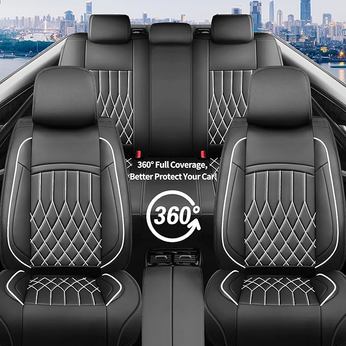 Fit TL Car Seat Covers for Acura TL 2004-2014 - Premium Leather, Waterproof, All-Weather, Airbag Compatible, Anti-Slip, Breathable, Easy Install, Seat Protectors, Full Set, Whiteline