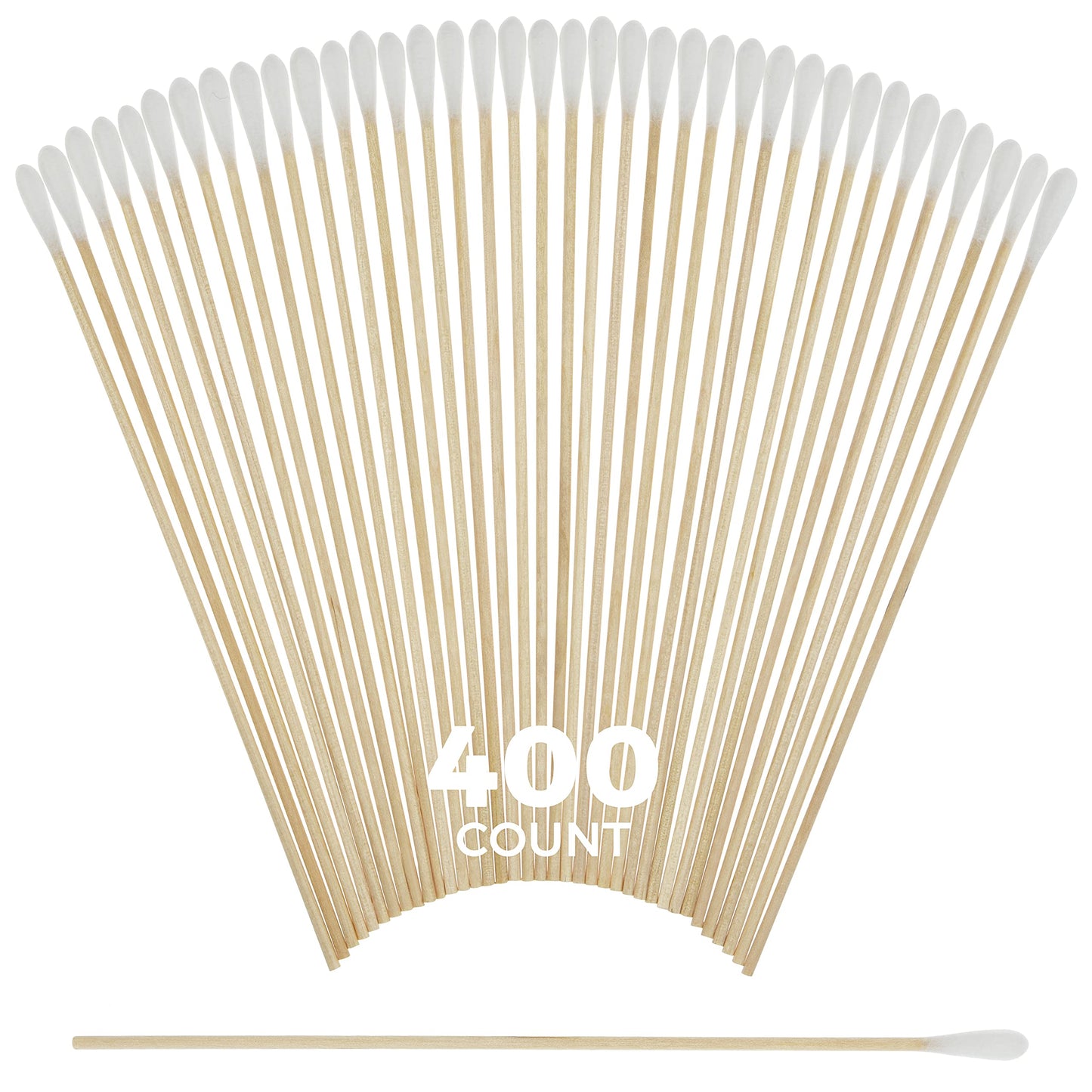 400 Pcs Long Cotton Swabs Tip Applicators With Wood Handle 6 Inch| 100% Biodegradable Cotton Buds |Cleaning With Wood Handle