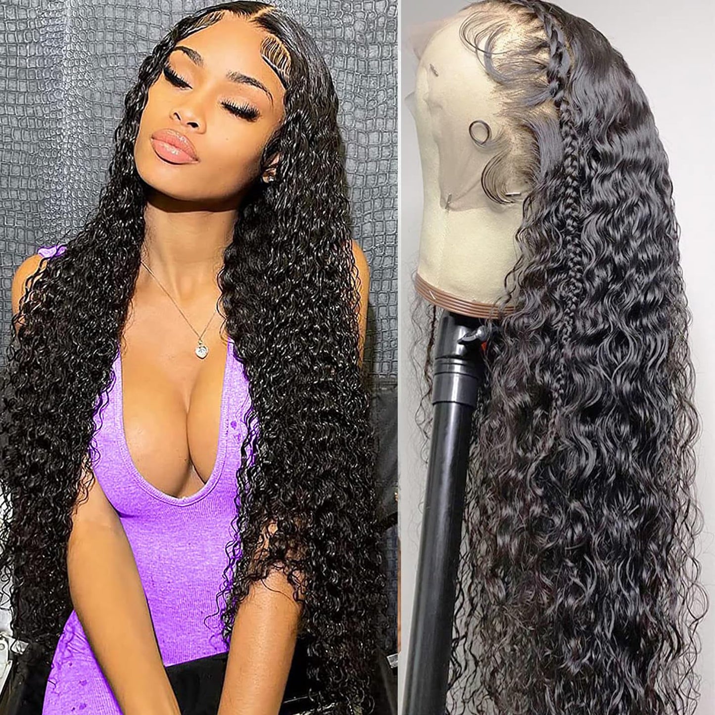 Jietai 13X4 Hd Curly Lace Front Wigs Human Hair Pre Plucked With Baby Hair 180% Density Brazilian Curly Wave Human Hair Wigs For
