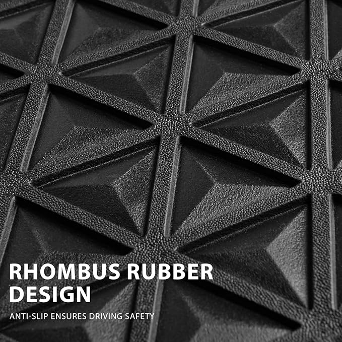 CAR PASS Bling Diamond Car Mats Rubber Floor Mats Full Set Anti-Slip 3D Rhombus Waterproof Trim Fit Liner Universal Glitter Crystal Sparkly Shining Rhinestone Girl Women SUV Sedan, Multicolor Diamond